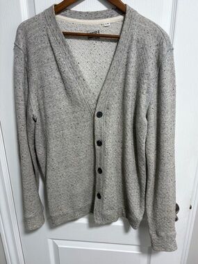 Vintage Naked & Famous Denim Light Heather Grey Speckled Cardigan